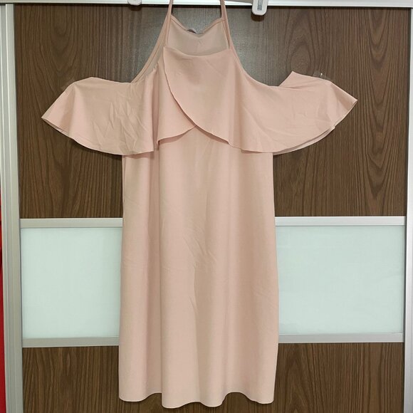 Zara Off-Shoulder Mini Dress | Blush Pink, Size Small, NWOT - Picture 2 of 3